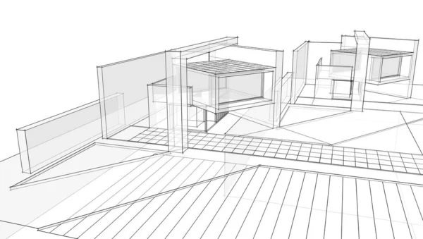 Modern House Sketch Illustration — Stock Photo, Image