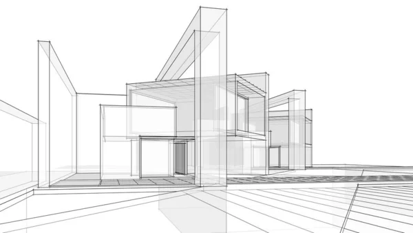 Modern House Sketch Illustration — Stock Photo, Image