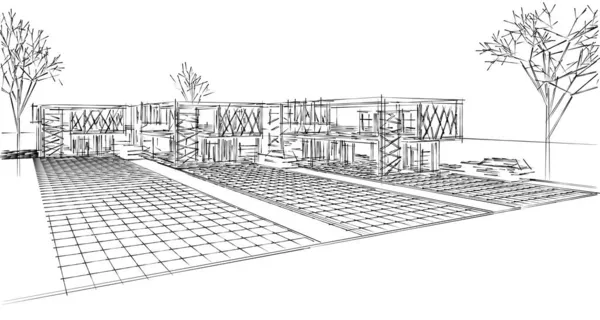 Современный Набросок Дома Иллюстрация — стоковое фото