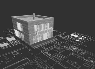 soyut kübik ev 3d oluşturma