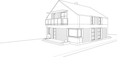 Modern ev çizimi 3d illüstrasyon