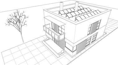 soyut kübik ev 3d oluşturma