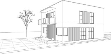 soyut kübik ev 3d oluşturma