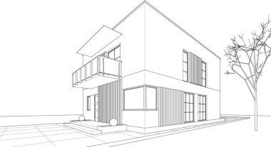 soyut kübik ev 3d oluşturma