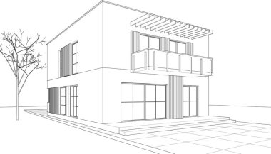 soyut kübik ev 3d oluşturma