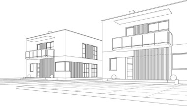 soyut kübik ev 3d oluşturma