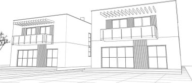 soyut kübik ev 3d oluşturma