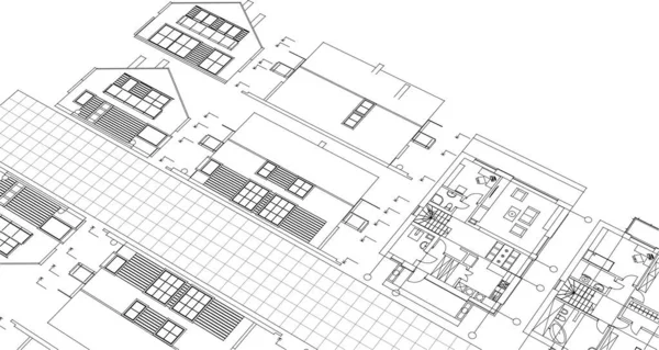 Σπίτι Αρχιτεκτονικό Σχέδιο Σχέδιο — Διανυσματικό Αρχείο