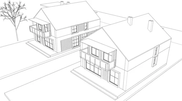 Современный Набросок Дома Иллюстрация — стоковый вектор