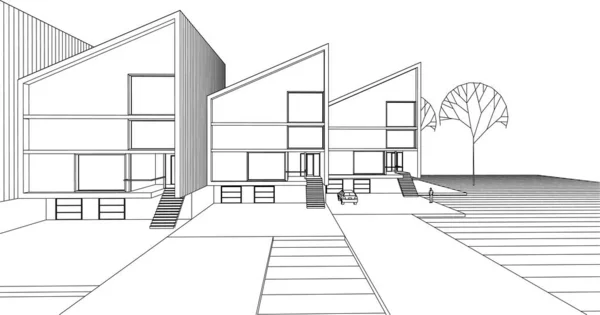 Moderne Huis Schets Illustratie — Stockvector