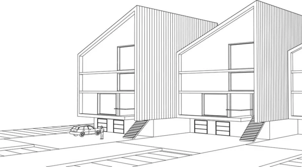 Casa Moderna Boceto Ilustración — Archivo Imágenes Vectoriales