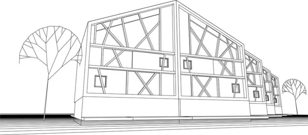 Casa Moderna Esboço Ilustração —  Vetores de Stock