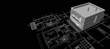 soyut kübik ev 3d oluşturma