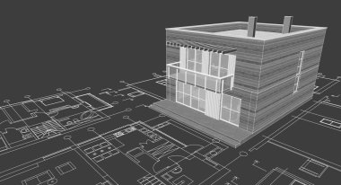soyut kübik ev 3d oluşturma