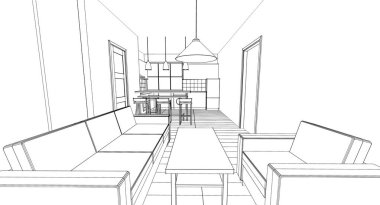 house loft iç mimari 3d oluşturma