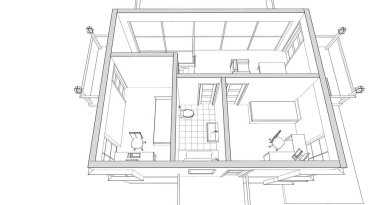 house loft iç mimari 3d oluşturma