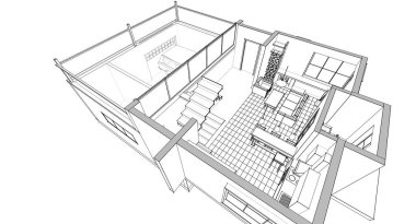 house loft iç mimari 3d oluşturma