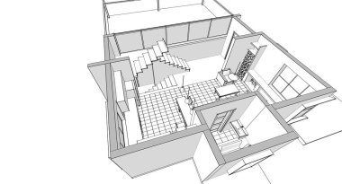 house loft iç mimari 3d oluşturma