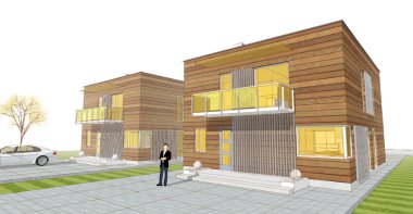 ev mimarisi çizimi 3d illüstrasyon