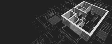 ev mimarisi çizimi 3d illüstrasyon