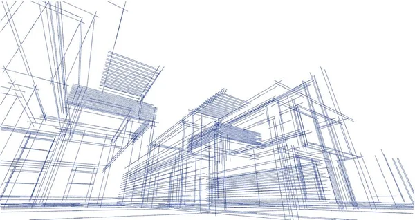 Modernes Haus Architektonisches Projekt Skizze Illustration — Stockfoto