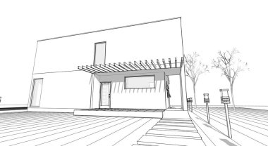 ev mimarisi çizimi 3d illüstrasyon