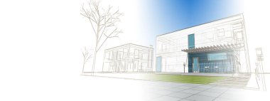 ev mimarisi çizimi 3d illüstrasyon