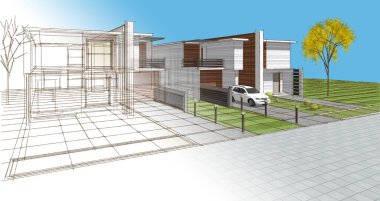 ev mimarisi çizimi 3d illüstrasyon