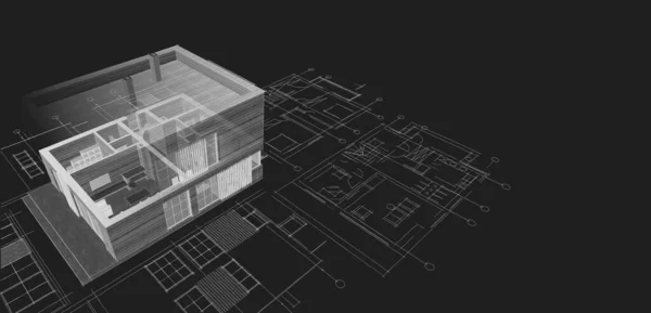 Будинок Архітектурний Ескіз Ілюстрація — стокове фото