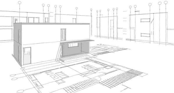 Maison Architecture Croquis Illustration — Photo