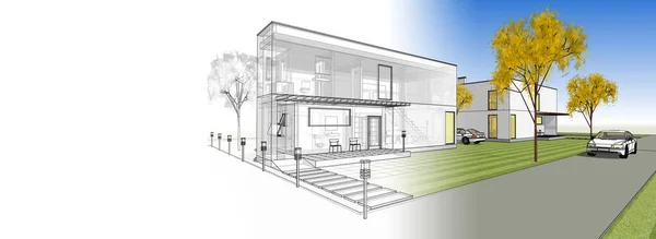 House Architectural Sketch Illustration — Stock Photo, Image