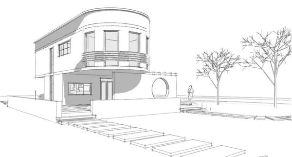 Maison Architecture Croquis Illustration — Photo