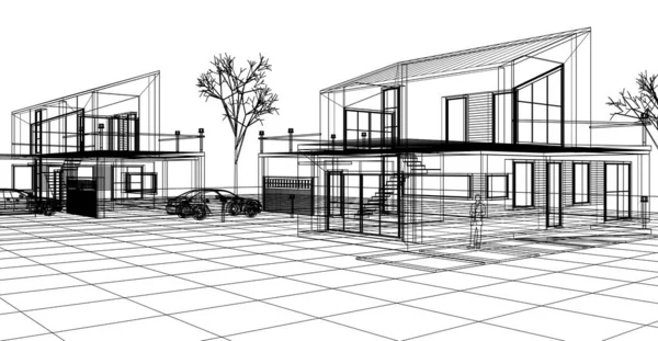 House Architectural Sketch Illustration — Stock Photo, Image