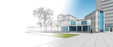 modern ev inşaatı 3D görüntüleme