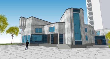 modern ev inşaatı 3D görüntüleme