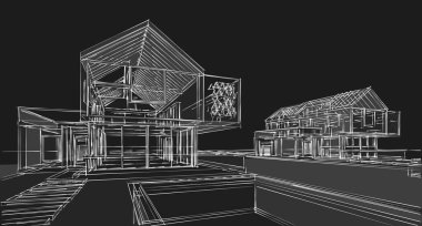 ev geleneksel mimarisi 3d illüstrasyon