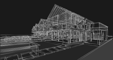 ev geleneksel mimarisi 3d illüstrasyon