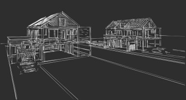 ev geleneksel mimarisi 3d illüstrasyon