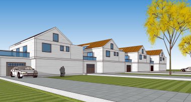 ev geleneksel mimarisi 3d illüstrasyon