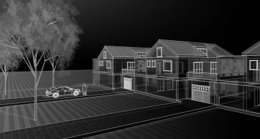 ev geleneksel mimarisi 3d illüstrasyon