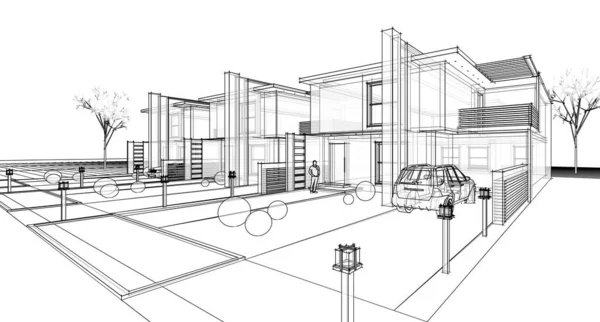 Современный Набросок Дома Иллюстрация — стоковое фото