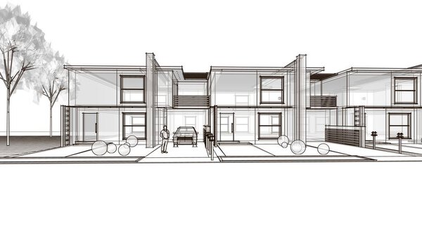 современный набросок дома 3d иллюстрация