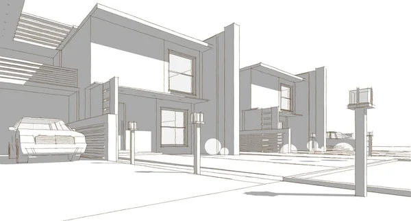 Modern House Sketch Illustration — Stock Photo, Image