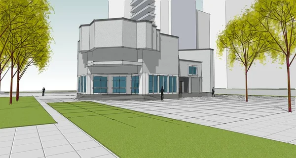 modern ev inşaatı 3D görüntüleme