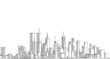 Modern şehir panoraması 3D illüstrasyon