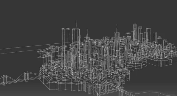 Modernes Stadtpanorama Illustration — Stockfoto