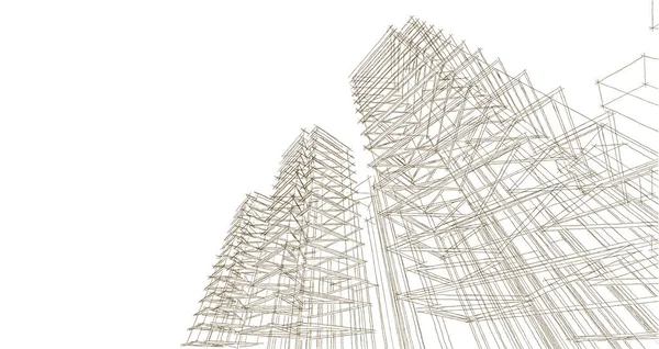 抽象建築3Dイラスト背景 — ストック写真