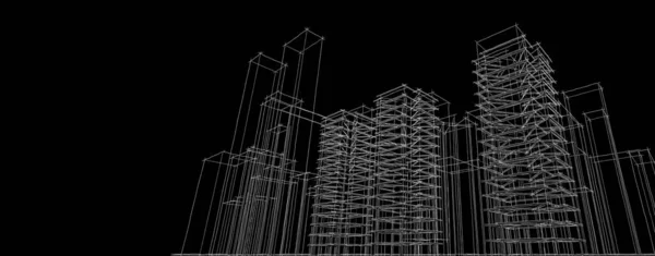 抽象建築3Dイラスト背景 — ストック写真