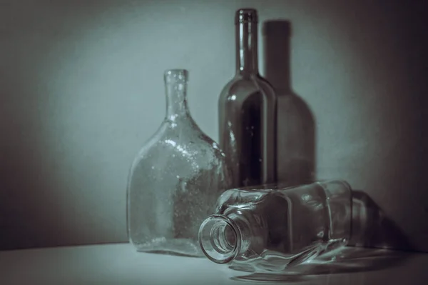 Glass Bottles Still Life White Background Stock Image