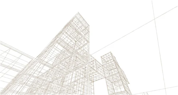 抽象的な現代建築モジュラーファサード3Dイラスト — ストック写真